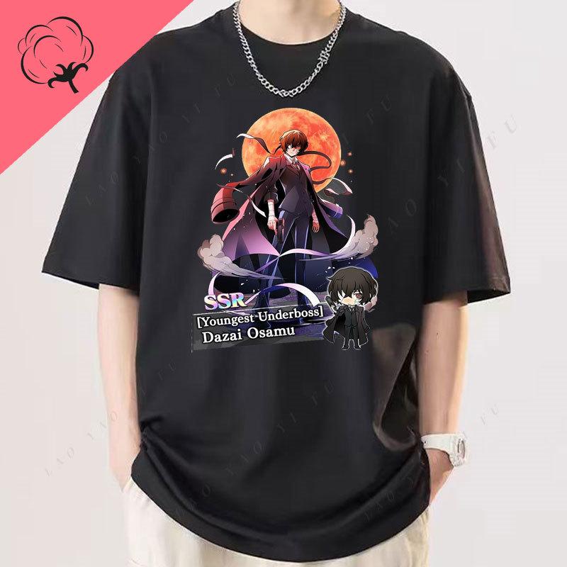 Japanese Anime Shirt Dead Apple Bungou Stray Dogs Chuuya Nakahara T Shirt Print Dazai Osamu Cotton Short Sleeve Graphic TShirts
