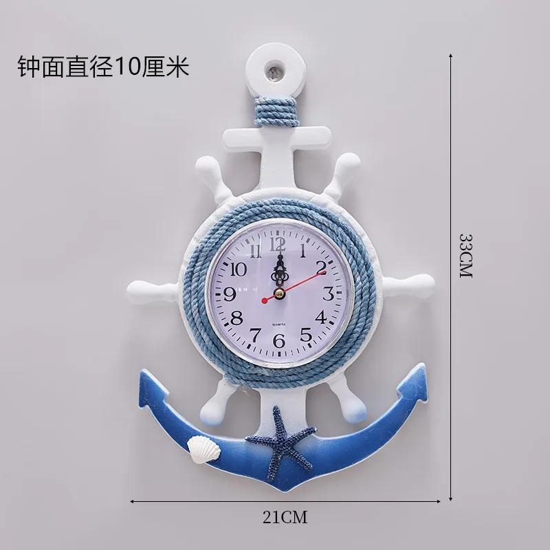 Antiker Stil Mittelmeer Blau und Weiß Boot Ruder Wanduhr Kreative Personalisierte Nautischen Anker Durch Helmsman
