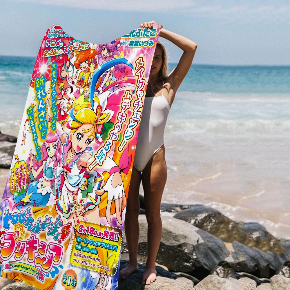 Smile Precure Niedliche Anime Große Mikrofaser Strandtücher Schnelltrocknendes Handtuch Sandstrandtücher Poolhandtuch Für Reisen Schwimmbad Yoga