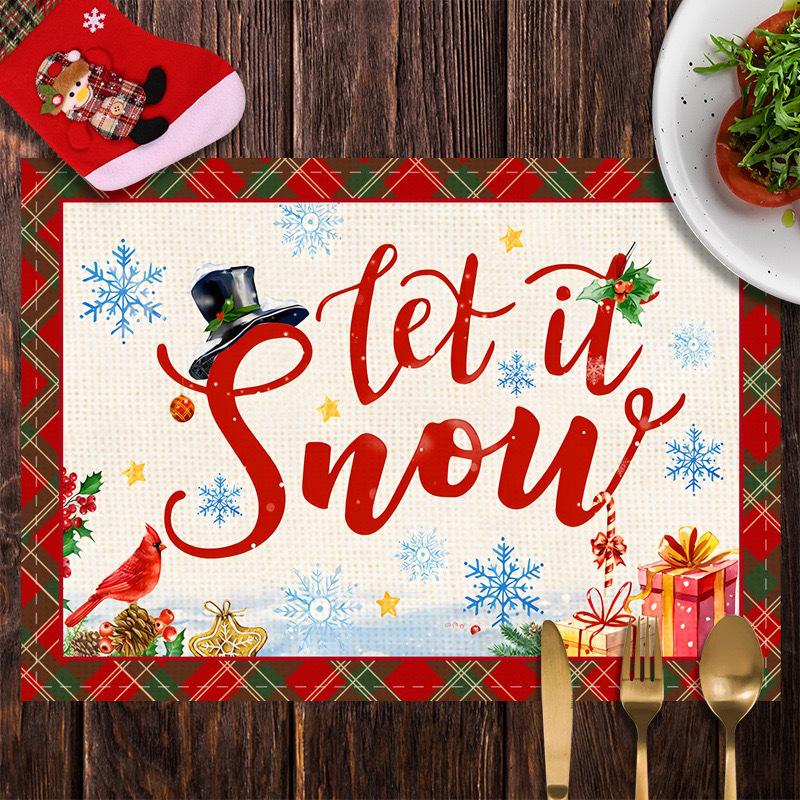 Christmas Table Mats Snowflake Tree Printed Placemats Dining Coffee Tables Decor Holiday Placemats Waterproof Festive Accessories Xmas Table Runner