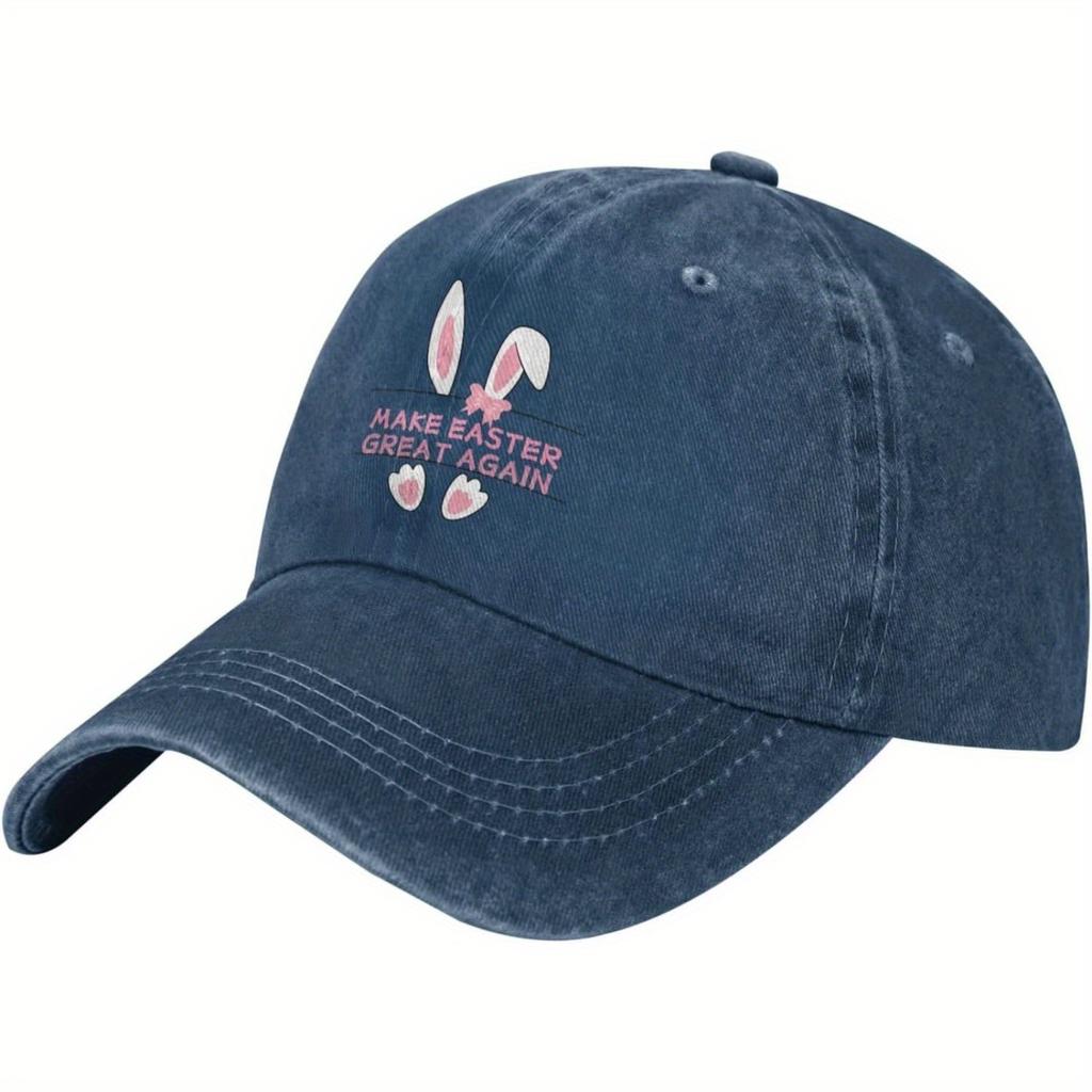pc Vintage Make Easter Great Again Cowboy Baseball Cap Red with Pink Bunny Ears White Paws Adjustable Elastic Hat Unisex