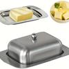 1PC Stainless Steel Butter Dish with Lid Handle Cover Design, Solid Cheese/Butter Container with Cover, Dessert Cheese Bread Box