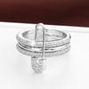 YILUOCD s Stapelbarer Pin Ring Dreischichtig Zirkon Edelstahlringe für Damen Hip Hop Stil Schmuck Valentinstagsgeschenk