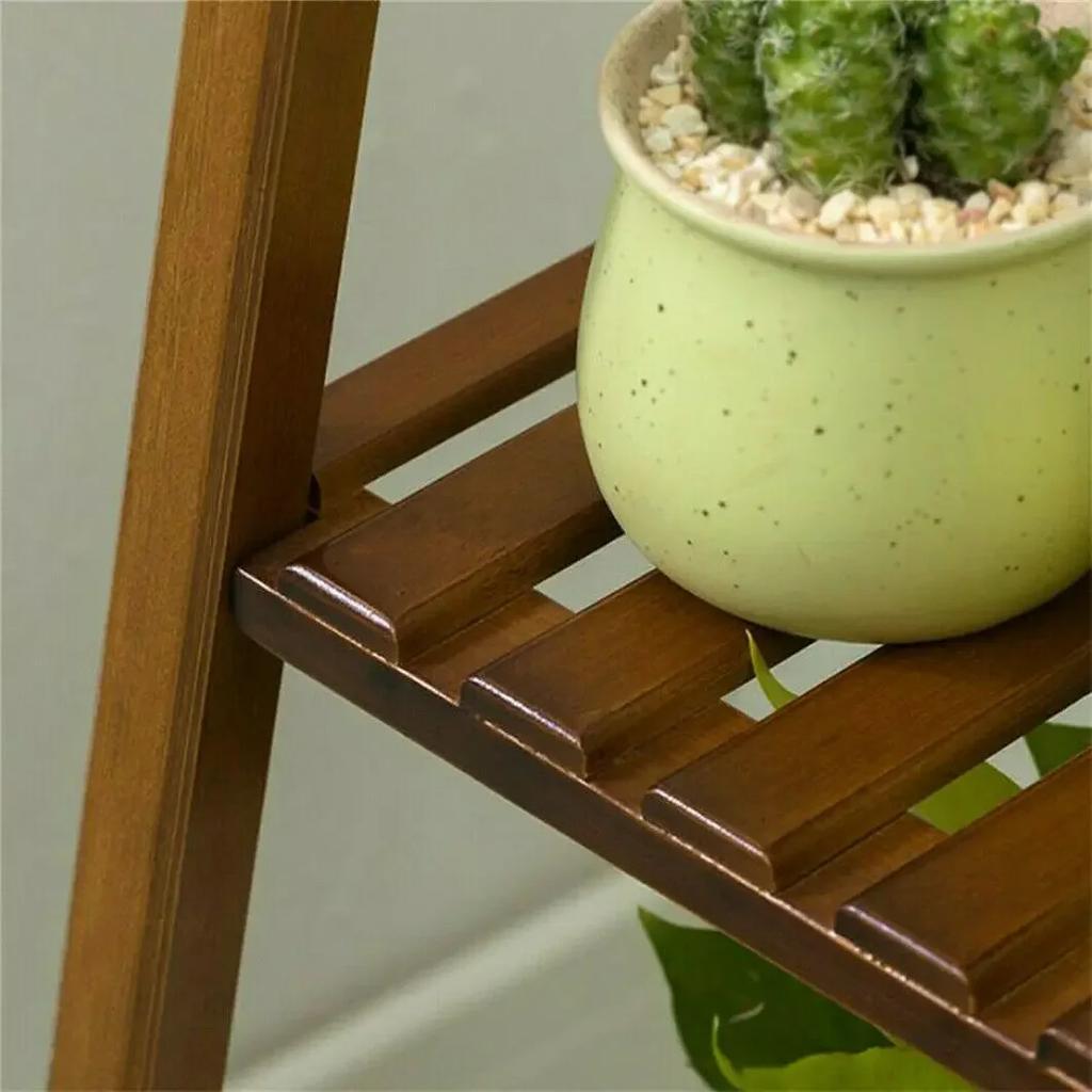 Tall Bamboo Plant Stand  Flower Pot Display Rack Outdoor Plant Shelf Organizer Adjustable Height Plant Shelf