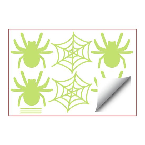 Self Adhesive Spooky Room Accents Glow In The Dark Halloween Stickers, Scary Spider And Web Luminous DIY Haunted House Layout Supplies Wall
