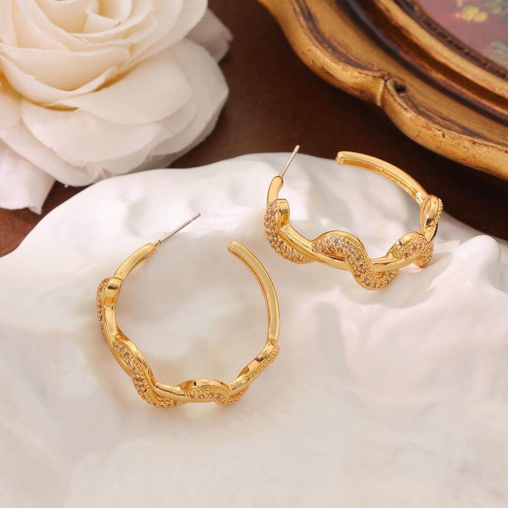 New Fashion Light Luxury Zirconium Inlaid Snake Shaped Earrings With Personalized Creativity Cool Style Small