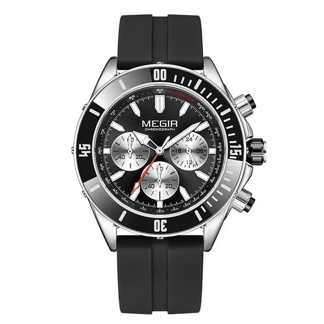 Megir 2226G 2226 Silicone 30M Waterproof Men s Wristwatch Men Quartz Watches Luminous Hands Popular Stainless Steel Band Watch Megir 2226