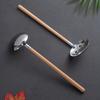 HANYANG Wooden Handle Hot Pot Spoon 304 Stainless Steel Soup Shell Soup Funnel Household Leakage Shell Extended Handle Soup Ladle Leakage Spoon