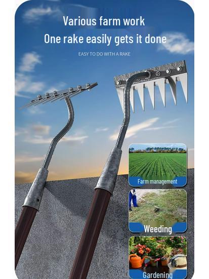 Manganese Steel Five-Tooth Weeding & Planting Rake - Multifunctional Soil Loosening Tool