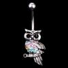 Rhinestone Owl Dangle Ball Barbell Bar Belly Button Navel Ring Body Piercing