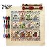 Twelve Month Decorative Wall Art 12-Month Cross Stitch Kit, DIY Four Seasons Embroidery Seasonal Monthly Kit Stamped Stitching Craft Set for