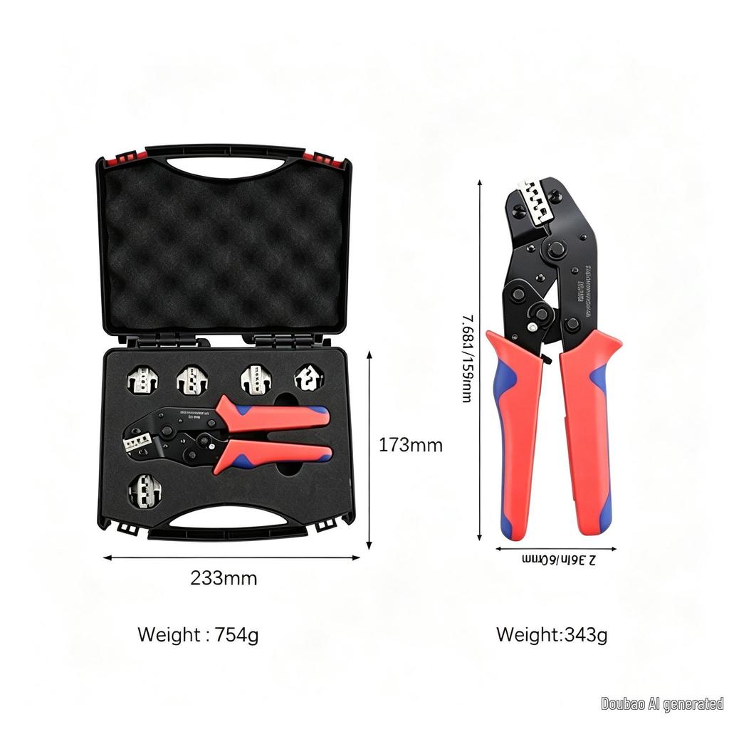 SN Series 7.5-inch Ratcheting Crimping Pliers Set - Multifunctional Cold Terminal Pliers and Mold Accessories.