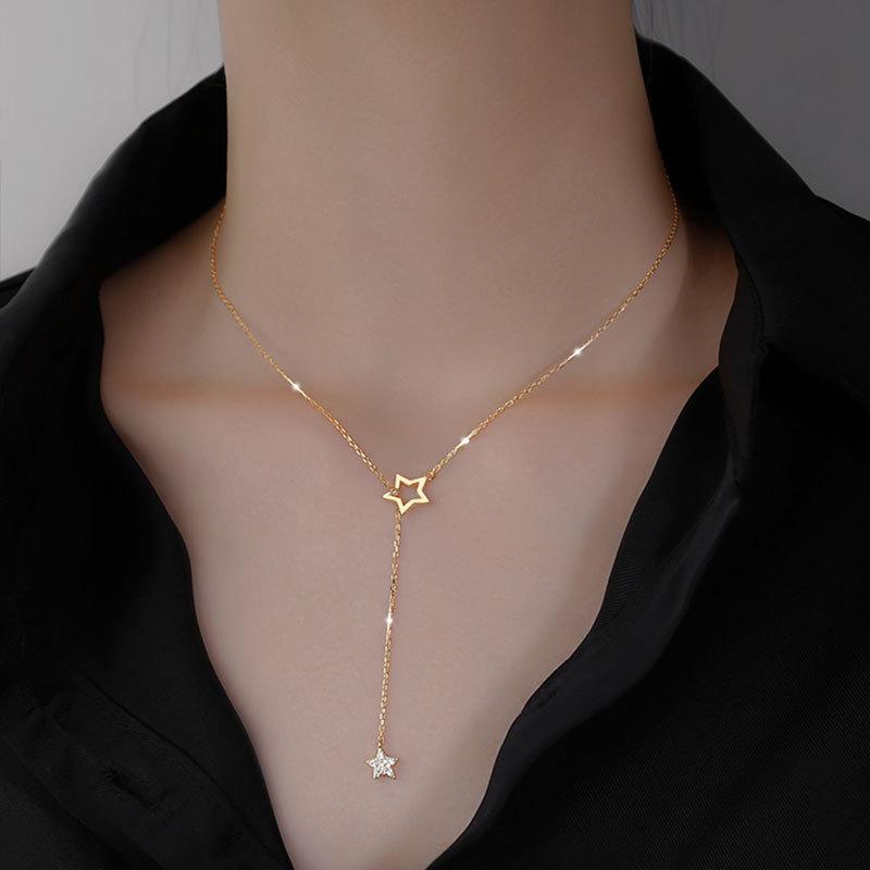 Star Necklace for Women Niche Design Necklace for Women Tassel Collarbone Chain for Women Simple Temperament
