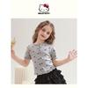 Hello Kitty Girls' Short-Sleeved T-Shirt 2025 New Summer Polka Dot Kidsren's Tops Girls' Summer Clothes Trendy