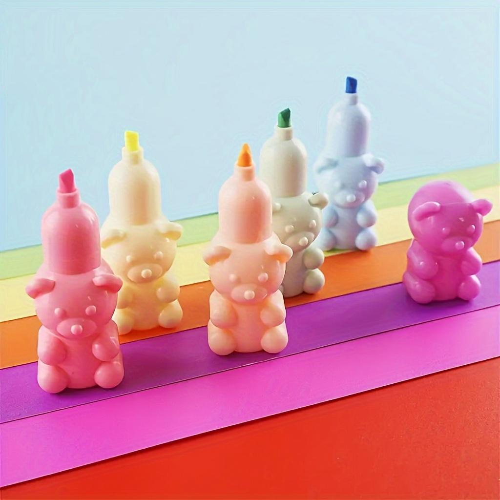 5 Colors Bear Design Marker Pen - Fluorescent Graffiti Painting Highlighter for Creative Doodling and Student Projects