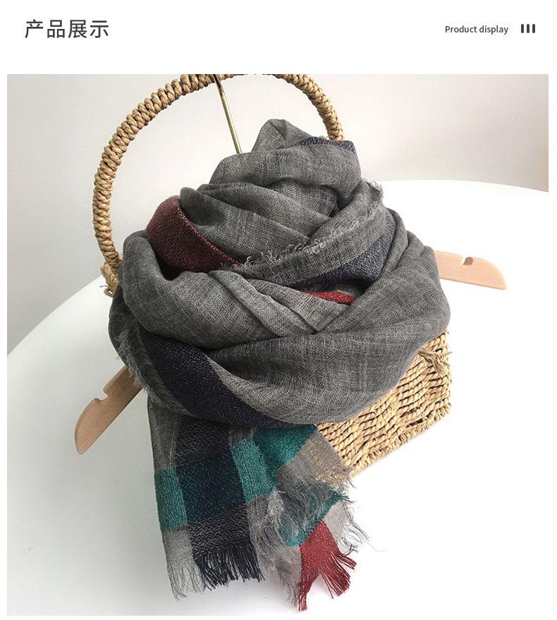 Autumn And Winter  Wool Acrylic Blend Scarfs For Ladies 100*200 Checkered Turbansfor Women