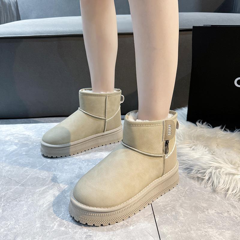 Northeast Snow Boots Short Boots 2024 Winter New Velvet Thickened Leather Thick-soled Waterproof and Non-slip Cotton Boots Small Short Boots