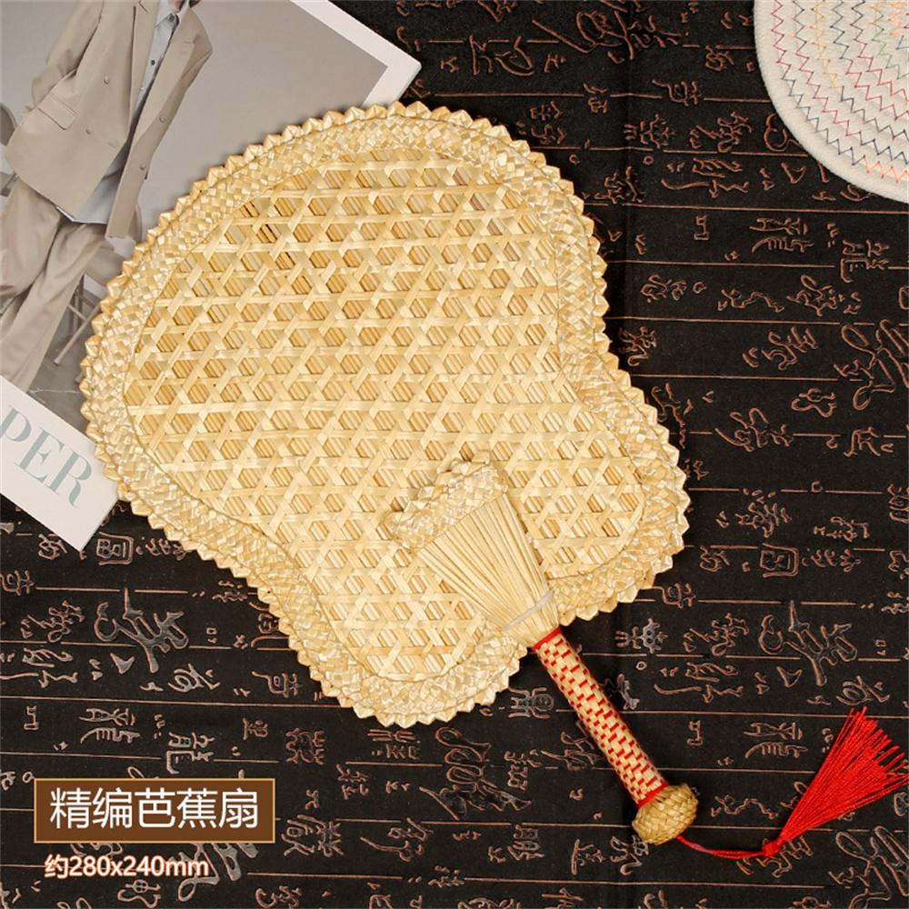 Éventail Chinois à Manivelle Tissé à la Main Paille Paille de Blé Éventail Style Rural Décoration DIY Traditionnelle Mariage Cadeau Palmier