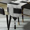 Nordic Beige Golden Edge Table Runner Irregular Decoration Tablecloth Modern Party Table Flag Home Decor Coffee Table Ornaments