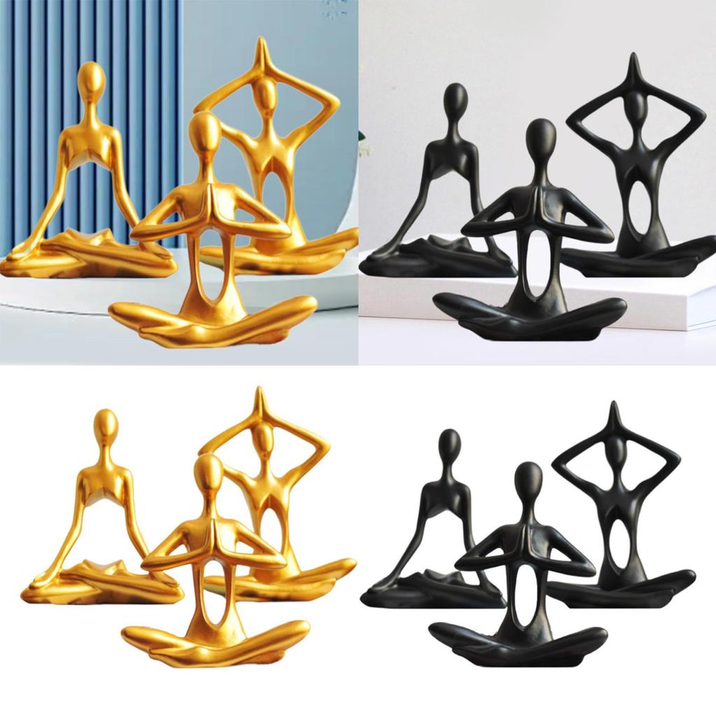 3Pcs Yoga Statues Art Crafts Collectible Minimalist Decorative Figurines for Dining Table Table Centerpiece Office Desk Bedroom