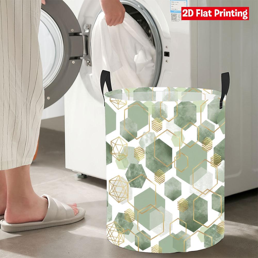 Collapsible Laundry Basket Large Round Waterproof Fabric Hamper Dirty Clothes Storage Bin Toy Organizer with Handles