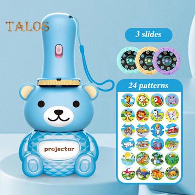 Kids Projection Flashlight Toy with 24 Patterns Bear Shape Early Learning Educational Interactive Toy Gift Hand Shadow Games Flashlight for Kids