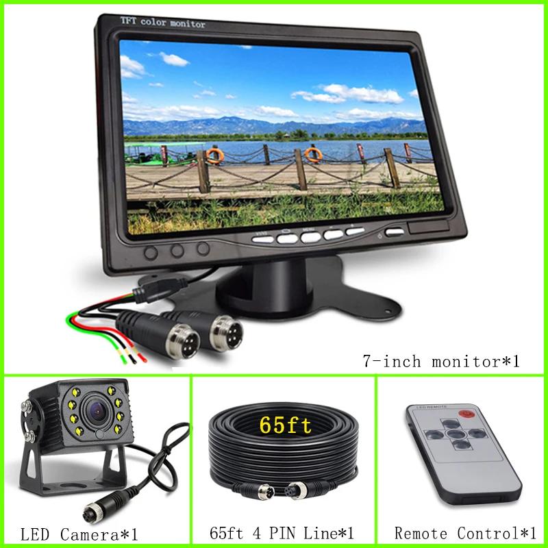 Truck HD 4-pin Rear View Backup Camera Reversing Parking Image with  7" LCD Monitor 24V for Lorry Vehicl Bus Van Trailer Pickup