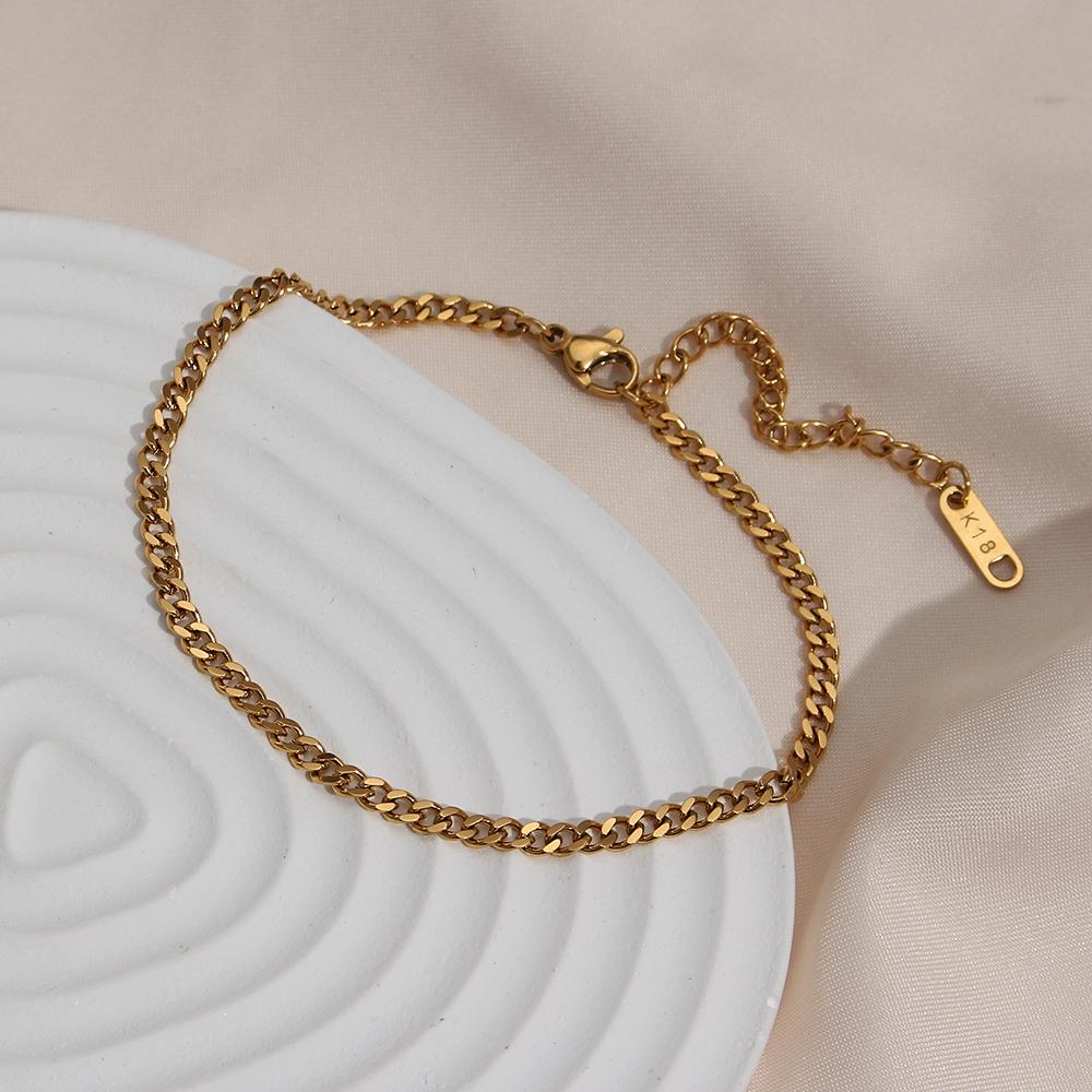 2026 Trendy Miami Cuban Chain Anklets 18K Gold Plated Punk Different Width Waterproof Anklets for Women Jewelry Accessories