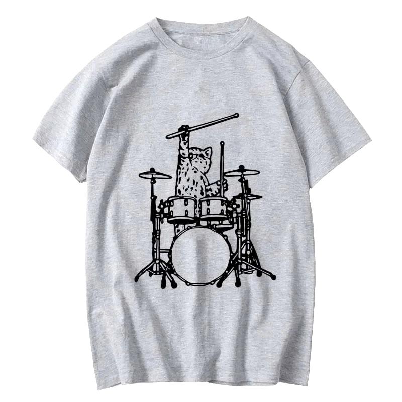 

Summer Womens Funny Music Cat Print T Shirt Loose Oneck T Shirt for Women Short Sleeve Tshirt Crew Neck Top Womens Clothing S
