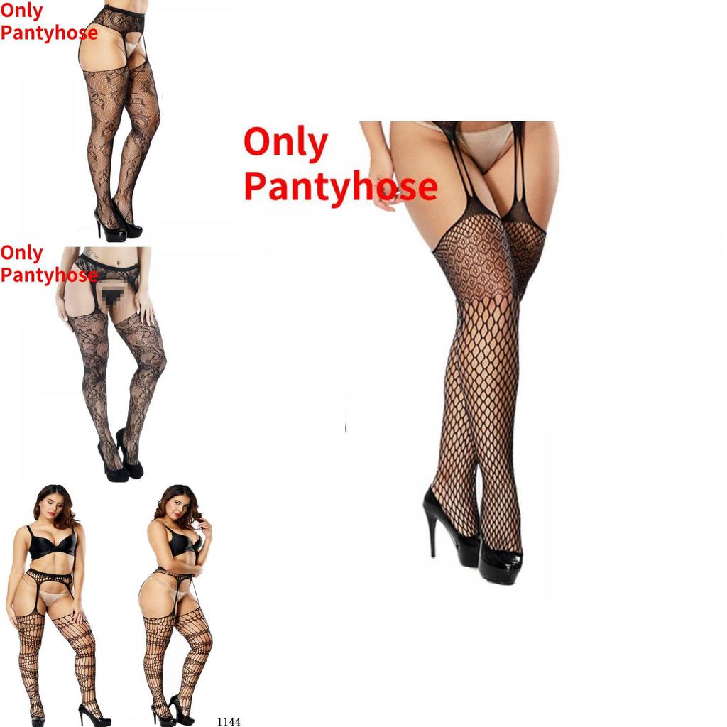 Ultra Stretchy Women's Nylon Fishnet Stockings With Sensual Open-crotch Design And Non-slip Features For Alluring Intimate Moments