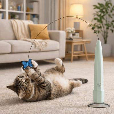 USB-wiederaufladbarer automatischer Katzen-Zerrer Saugfuß 360° Drehung Elektrisches Schmetterlings-Katzenspielzeug Lange Akkulaufzeit Handheld
