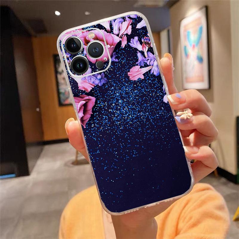 Phone Case For Iphone 17 Pro Max Air 16 15 14 13 Pro Max 15 16 Pro 15Plus Rose In the Dark