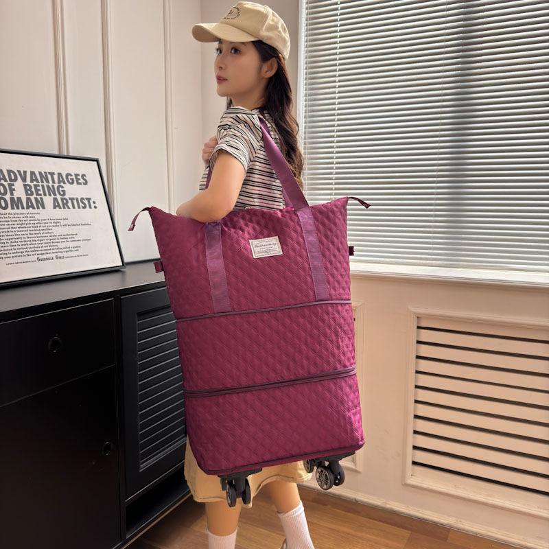 Household Moving Double-layer Extended Extra-large Capacity Wheel Luggage Bag for Outdoor Play Diamond Trolley Travel Bag