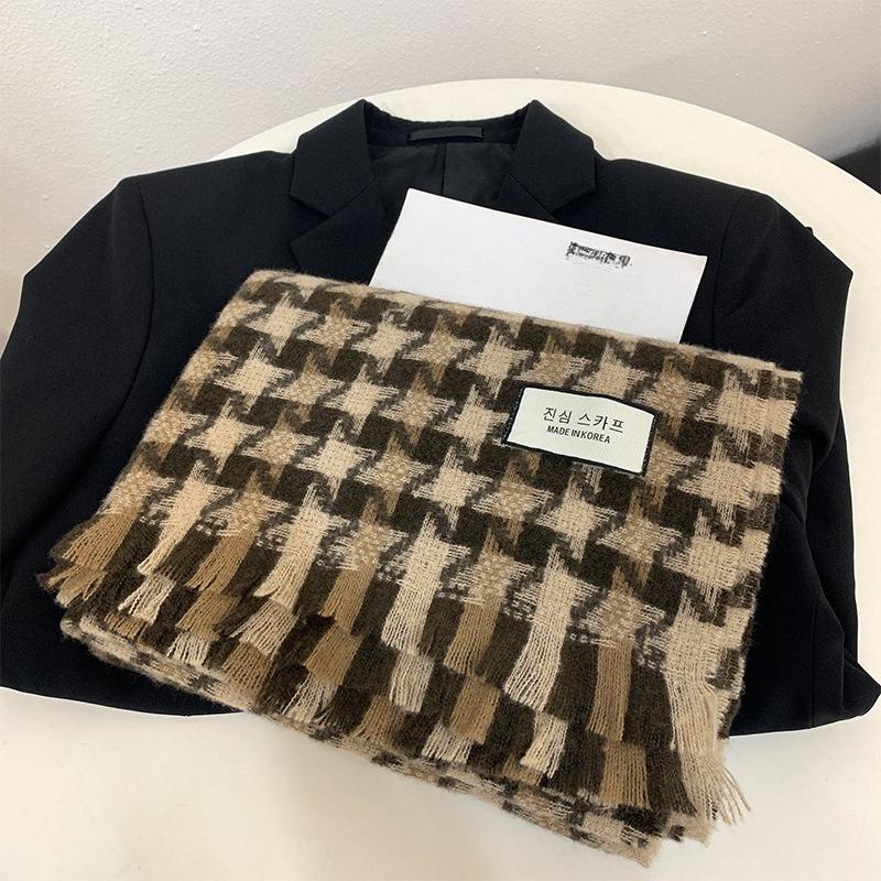 

New Plaid Scarf for Women Winter Korean Version Ins Versatile Student Shawl Dual Purpose Thickened Warm Scarf for Men 200*65cm