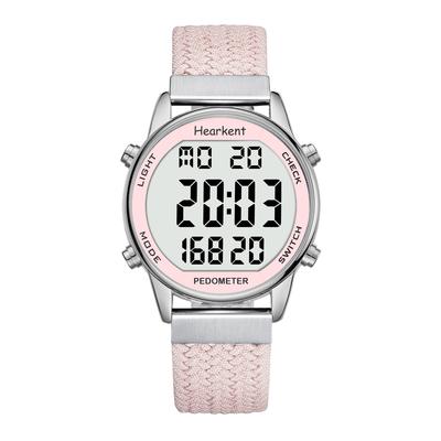 Hearkent Pedometer Step Hourly Large Digital Infinitely Adjustable Strap Women's Watch, Waterproof, Backlight, Count, Distance, Calories, Countdown,