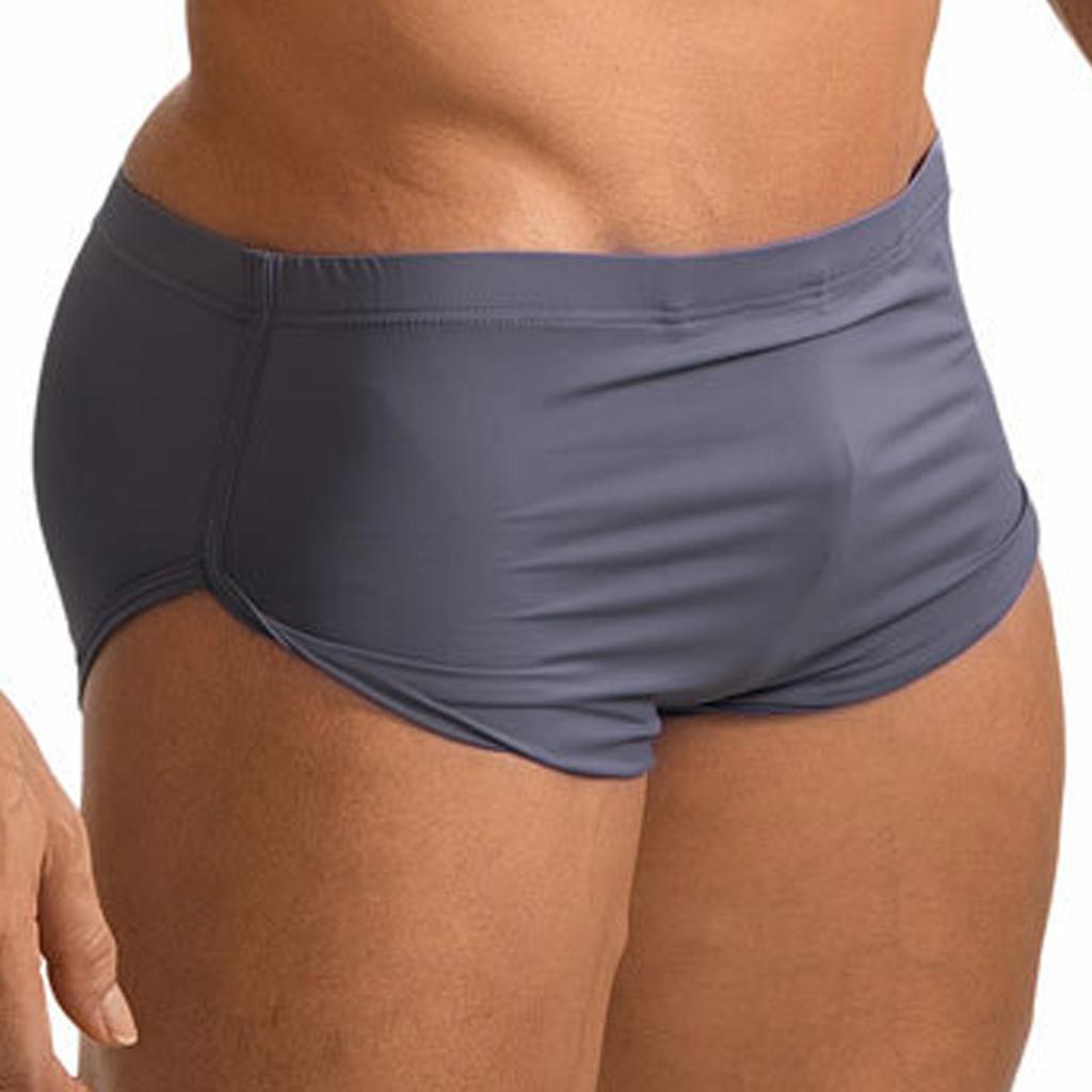 Men Sides Split Press Button Crotch Boxer Briefs Elastic Waistband Quick-Drying Athletic Shorts for Gym Fitness Cycling Running