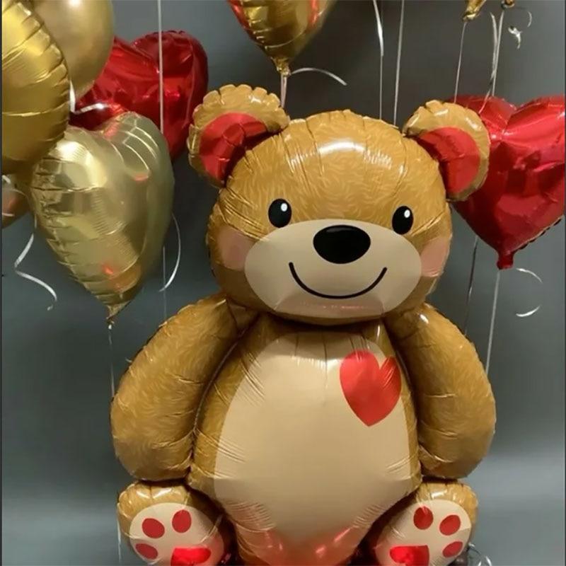 Love Heart Bear Foil Balloons Happy Birthday Valentine’s Day Party Decor Air Helium Globos Wedding Decorations Kids Toys Balloon