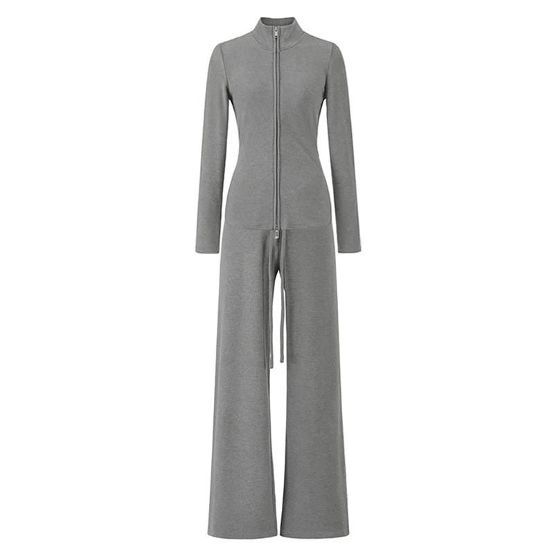 Winter Brushed Tracksuit Set Zip Up Hoodie Straight Leg Pants Casual Sportswear Women
