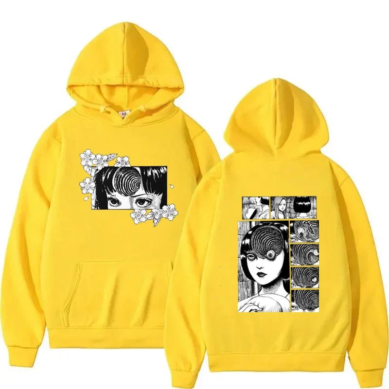Japanese Anime Printed Hoodie Men Women Harajuku Retro Round Neck Long Sleeve Pullover Autumn Winter Fleece Sweatshirts