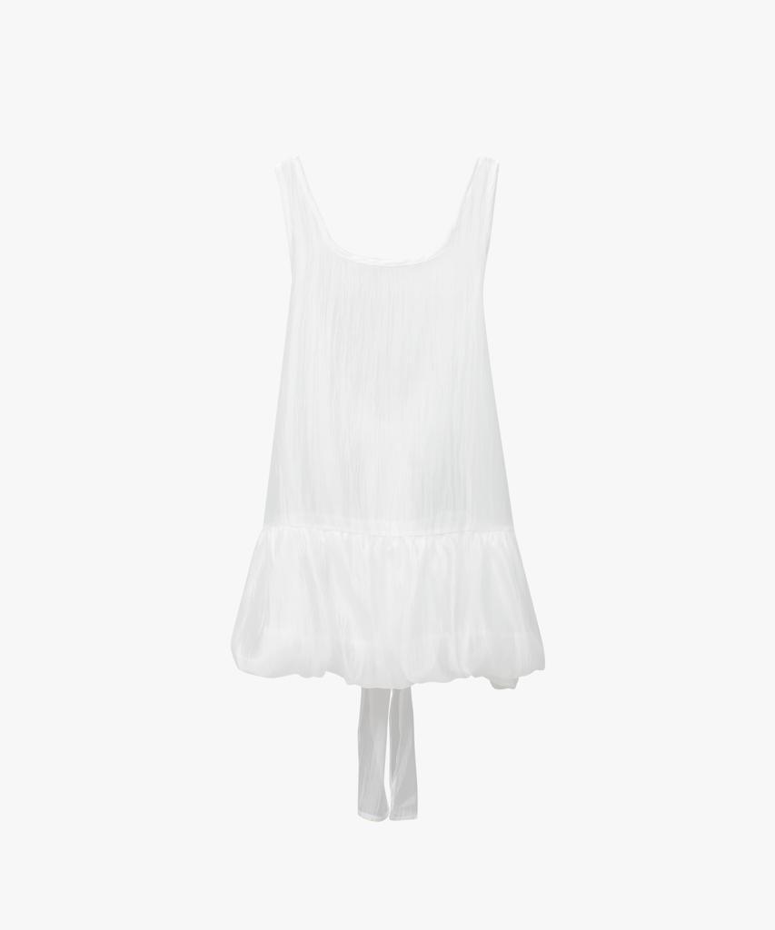 LOSSYROW Sheer Ribbon Balloon Dress White