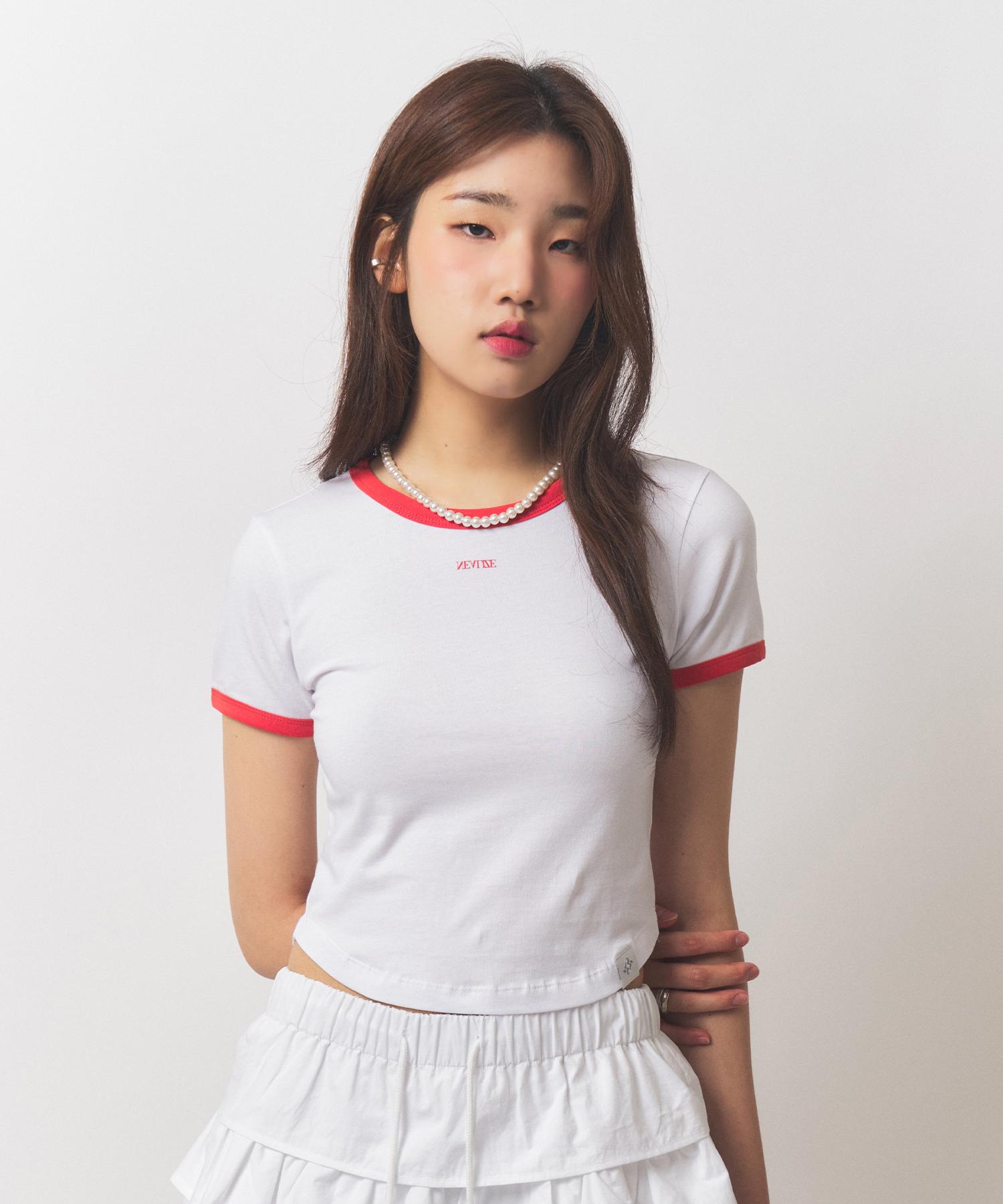 Nil Rise Basic Semi-Crop Ringer T-Shirt White S