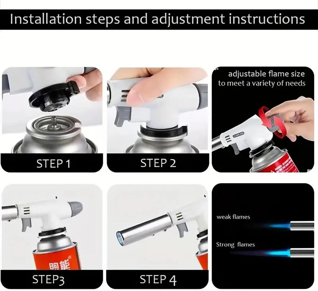 Culinary Professional Kitchen Butane Torch Flame Gun Blowtorch Cooking Soldering Butane AutoIgnition gas-Burner Lighter Heating