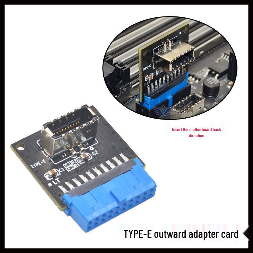 USB 3.0 19-Pin to USB 3.2 Type-C Front Adapter 9-Pin to Type-E 20-Pin