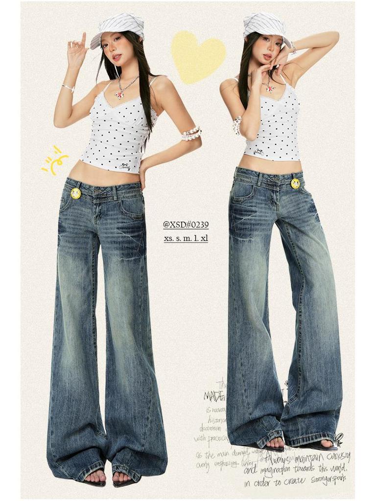 American Women's Spring 2026 Retro Micro-Flare Jeans - Low-Rise, Straight, Loose, Wide-Leg, Slimming.