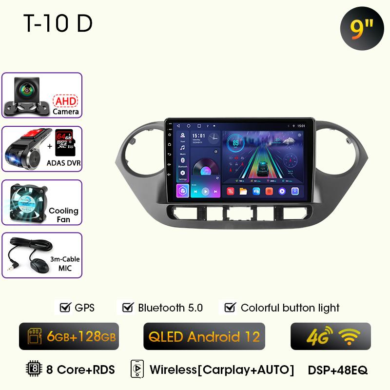 9" Car Radio For Hyundai Grand I10 I 10 2013 2014 2015 2016 2017 2018 Android12 Carplay Auto Multimidia Video Player Head Unit