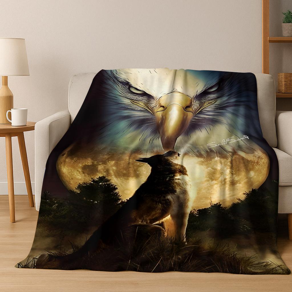 United States National Bird Eagle Flannel Blanket Soft Warm Blanket for Bedroom Room Living Room Bed Travel Camping Picnic Gift