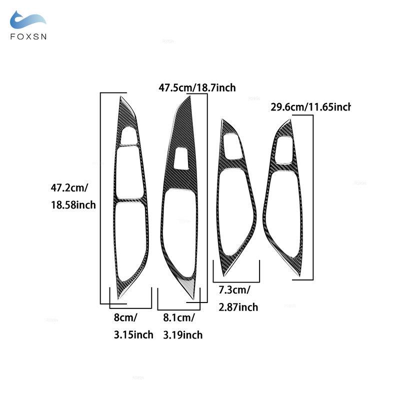 For Seat Leon 2013 2014 2015 2016 2017 2018   Soft Carbon Fiber Car Interior Door Window Lift Panel Button Frame Trim