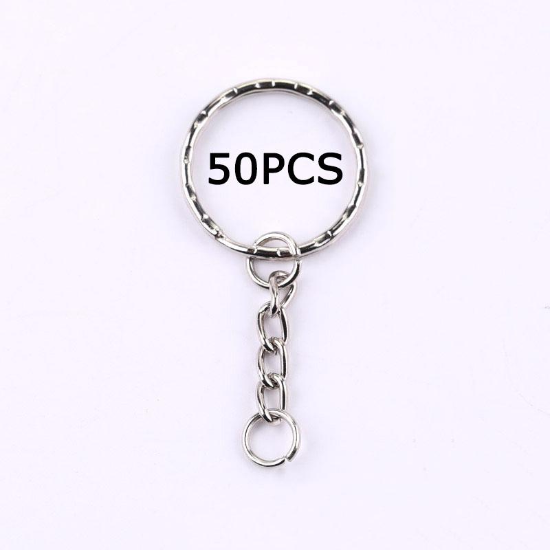 WTEMPO 100PCS Round Ring Stainless Steel Keychains Bags Keys Pendant Keychains Beads & Jewelry Making Keychains Set
