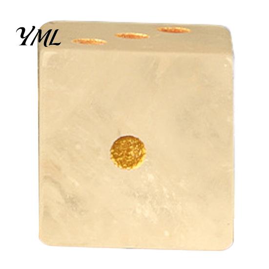 6-Sided Dice Natural Stone with Golden Dots, Mini Healing Faux Semi Precious Crystal Dice, Carved for Tabletop Board Game Dots