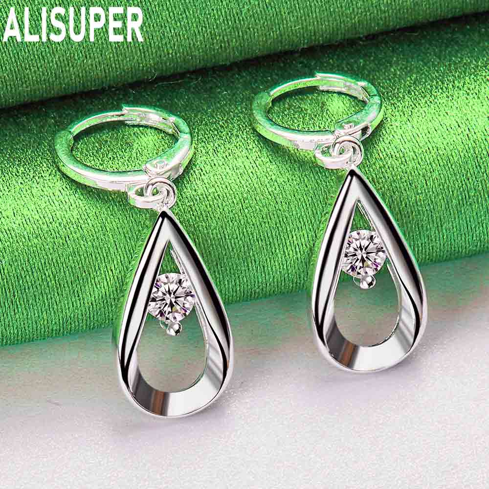 925 Sterling Silver Teardrop Earrings With AAA Zirconia - Stylish Evening Jewelry